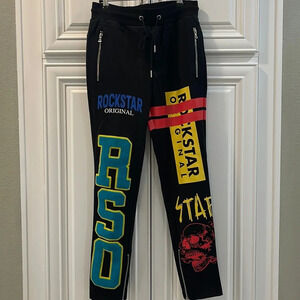 Rockstar Black track jogging pants size Small Streetwear